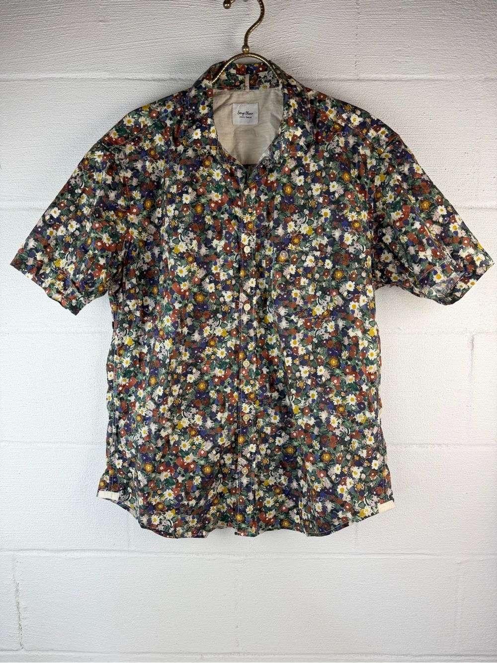 Serge Blanco Short Sleeve Floral Button Down Shirt, XL